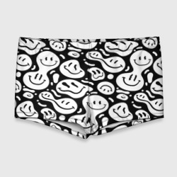 Мужские купальные плавки 3D Emoji черно белый в стиле инди кид