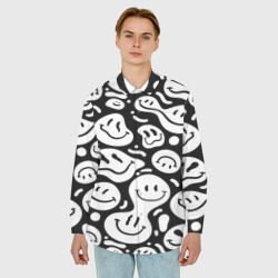 Мужская рубашка oversize 3D Emoji черно белый в стиле инди кид - фото 2