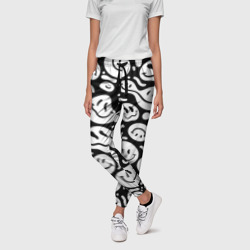 Женские брюки 3D Emoji черно белый в стиле инди кид - фото 2