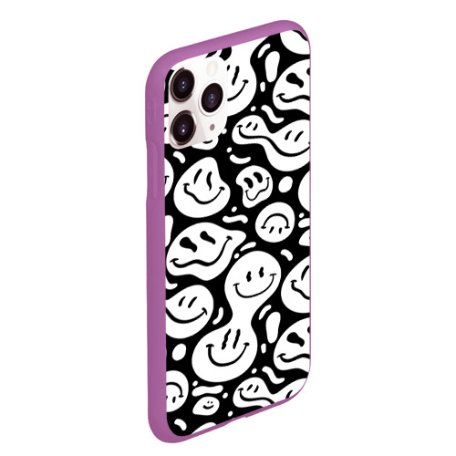 Чехол для iPhone 11 Pro Max матовый Emoji черно белый в стиле инди кид, цвет фиолетовый - фото 3
