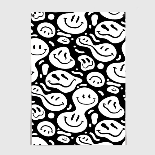Постер Emoji черно белый в стиле инди кид
