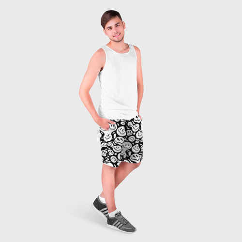 Мужские шорты 3D Emoji черно белый в стиле инди кид - фото 3