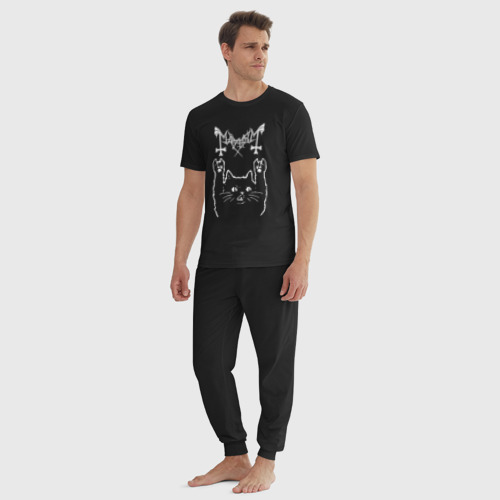 Мужская пижама хлопок Mayhem рок кот, цвет черный - фото 5