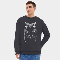 Мужской свитшот oversize без начеса хлопок Mayhem рок кот - фото 2