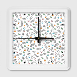 Чаёк - кофеёк – Настенные часы квадратные с принтом купить
