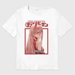 Женская футболка хлопок Oversize Человек бензопила Пауэр girl