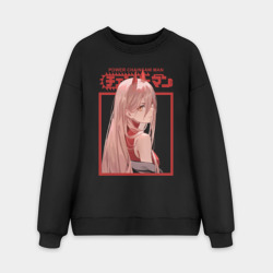 Мужской свитшот oversize без начеса хлопок Человек бензопила Пауэр girl