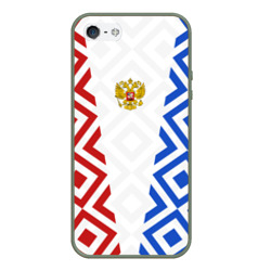 Чехол для iPhone 5/5S матовый Russia sport ромбы и герб