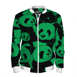 Мужской бомбер 3D Panda green pattern