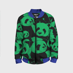 Детский бомбер 3D Panda green pattern