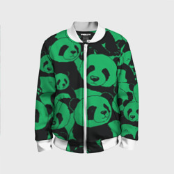 Детский бомбер 3D Panda green pattern