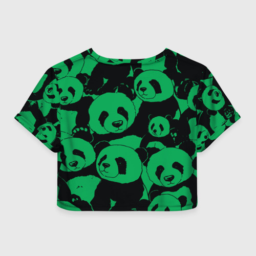 Женская футболка Crop-top 3D Panda green pattern, цвет 3D печать - фото 2