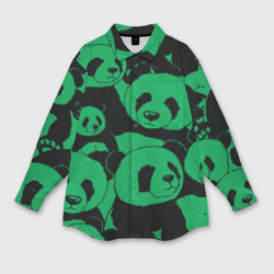 Мужская рубашка oversize 3D Panda green pattern