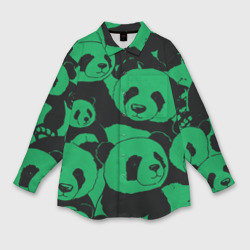 Женская рубашка oversize 3D Panda green pattern