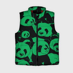 Женский жилет утепленный 3D Panda green pattern