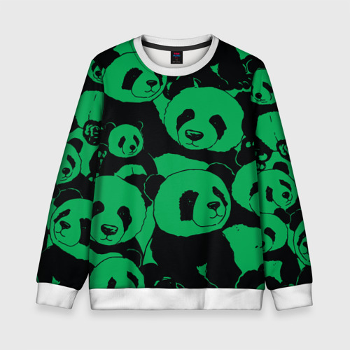 Детский свитшот 3D Panda green pattern, цвет 3D печать