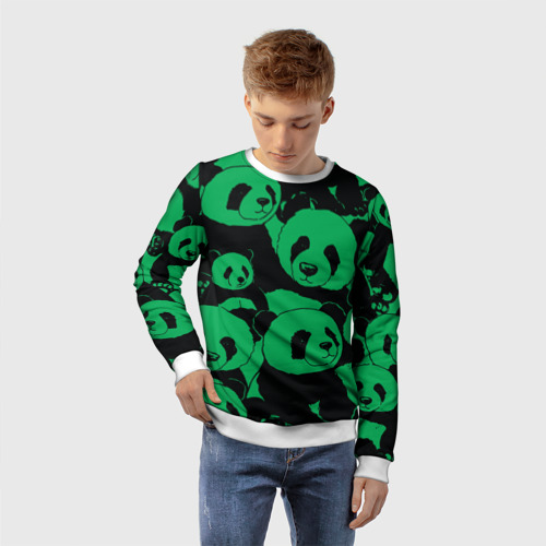 Детский свитшот 3D Panda green pattern, цвет 3D печать - фото 3