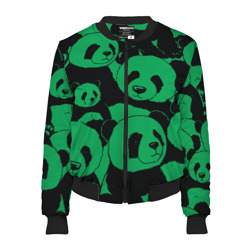 Женский бомбер 3D Panda green pattern