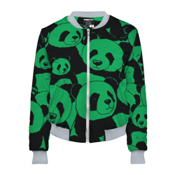 Женский бомбер 3D Panda green pattern