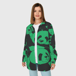 Женская рубашка oversize 3D Panda green pattern - фото 2