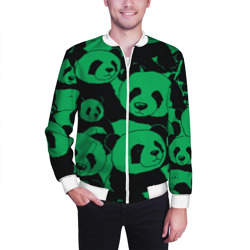 Мужской бомбер 3D Panda green pattern - фото 2