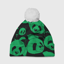 Шапка 3D c помпоном Panda green pattern
