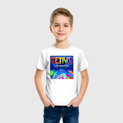 Футболка с принтом Tetris ultimate для ребенка, вид на модели спереди №2. Цвет основы: белый