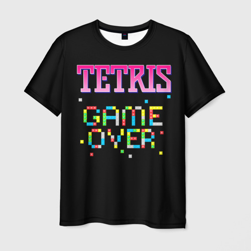 Мужская футболка с принтом Tetris - game over, вид спереди №1