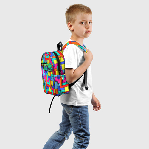 Детский рюкзак 3D с принтом Тетрис - паттерн, вид сзади #1