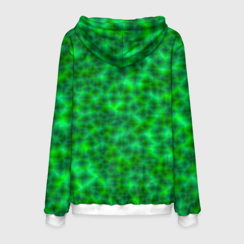 Мужская толстовка 3D Абстрактные зелёные волны - текстура, цвет белый - фото 2