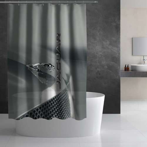 Штора 3D для ванной Jaguar - капот - эмблема - фото 2