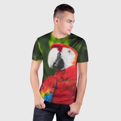 Мужская футболка 3D Slim Красный попугай Ара - фото 2