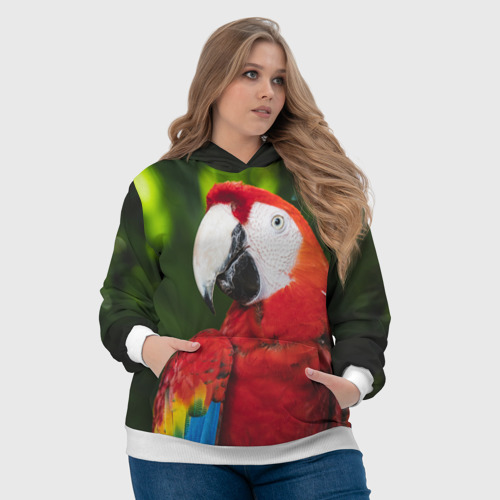 Женская толстовка 3D Красный попугай Ара, цвет 3D печать - фото 6