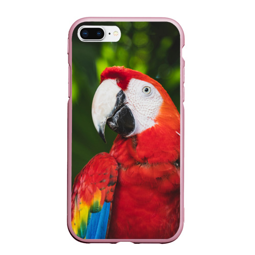Чехол для iPhone 7Plus/8 Plus матовый с принтом Красный попугай Ара, вид спереди #2