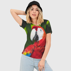 Женская футболка 3D Slim Красный попугай Ара - фото 2