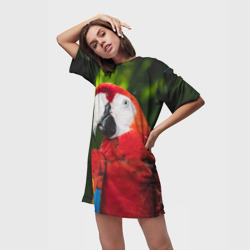 Платье-футболка 3D Красный попугай Ара - фото 2