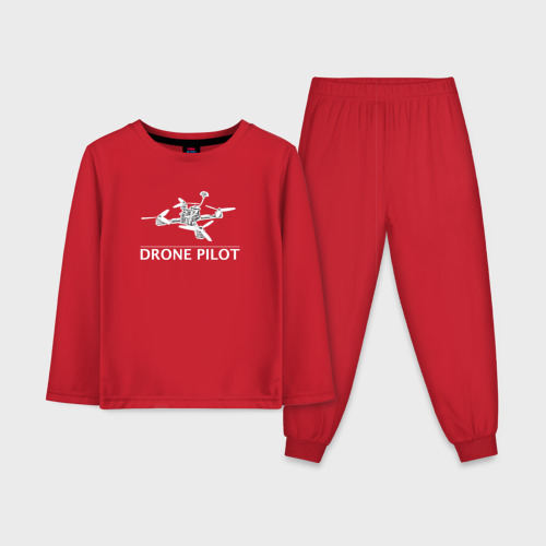 Детская пижама с лонгсливом хлопок Drone's pilot, цвет красный