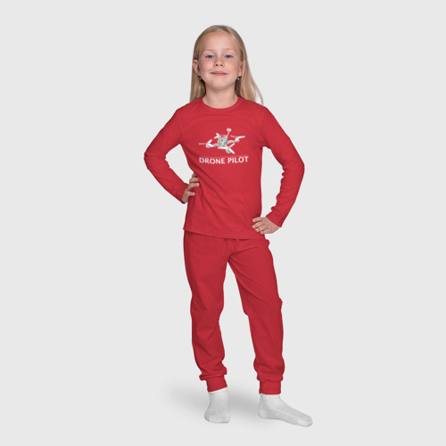 Детская пижама с лонгсливом хлопок Drone's pilot, цвет красный - фото 7