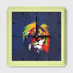 Задумчивый лев в стиле поп-арт – Настенные часы квадратные с принтом купить