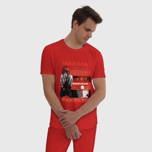 Мужская пижама хлопок с принтом Chainsaw man Makima, фото на моделе #1