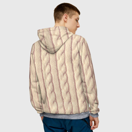 Мужская толстовка 3D с принтом Светлый вязаный свитер, вид сзади #2