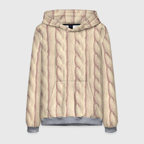 Мужская толстовка 3D с принтом Светлый вязаный свитер, вид спереди #2