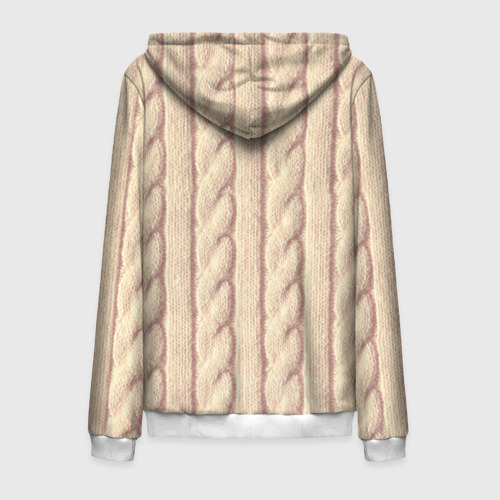 Мужская толстовка 3D на молнии с принтом Светлый вязаный свитер, вид сзади #1