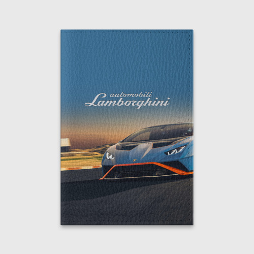 Обложка для паспорта матовая кожа Lamborghini Huracan STO - car racing, цвет черный