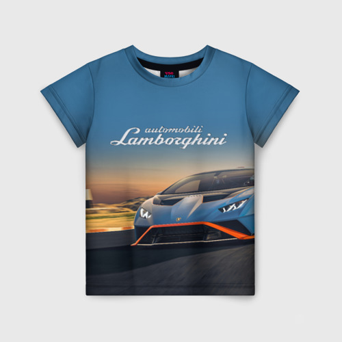 Детская футболка 3D Lamborghini Huracan STO - car racing, цвет 3D печать