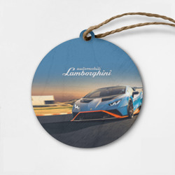Деревянная игрушка круг Lamborghini Huracan STO - car racing
