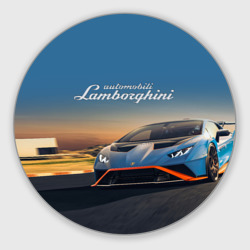 Круглый коврик для мышки Lamborghini Huracan STO - car racing