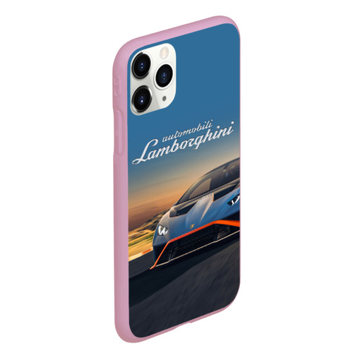 Чехол для iPhone 11 Pro Max матовый Lamborghini Huracan STO - car racing, цвет розовый - фото 3