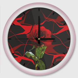 Одинокая красная роза – Настенные часы круглые с принтом купить