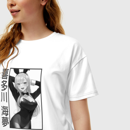 Женская футболка хлопок Oversize Зайчик Марин Китагава, цвет белый - фото 3